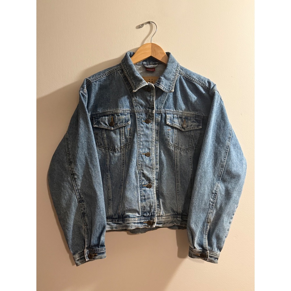 Vintage Jay Jacobs Denim Trucker Jacket Womens Medium Blue Jean Button Up cotton